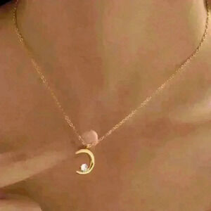 18K Gold-Filled Crescent Moon Necklace with Crystal